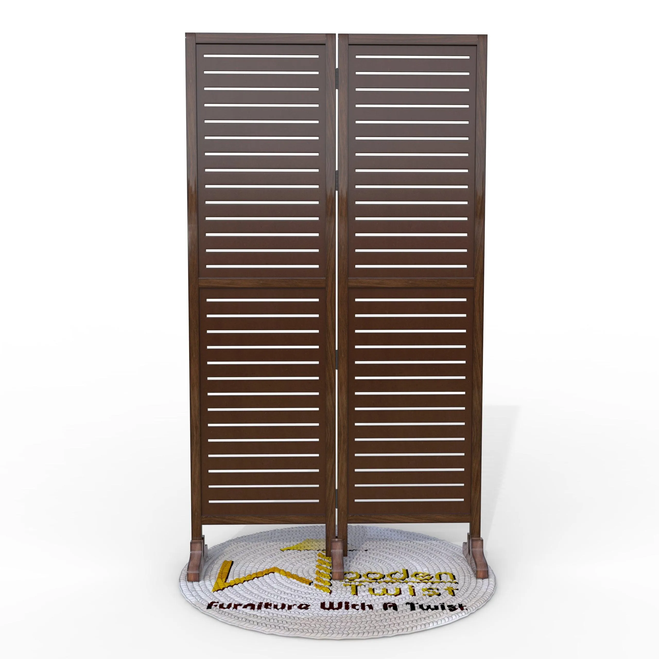 Wooden Twist Rectangular Shape Premium Solid Wood Room Divider ( Brown )