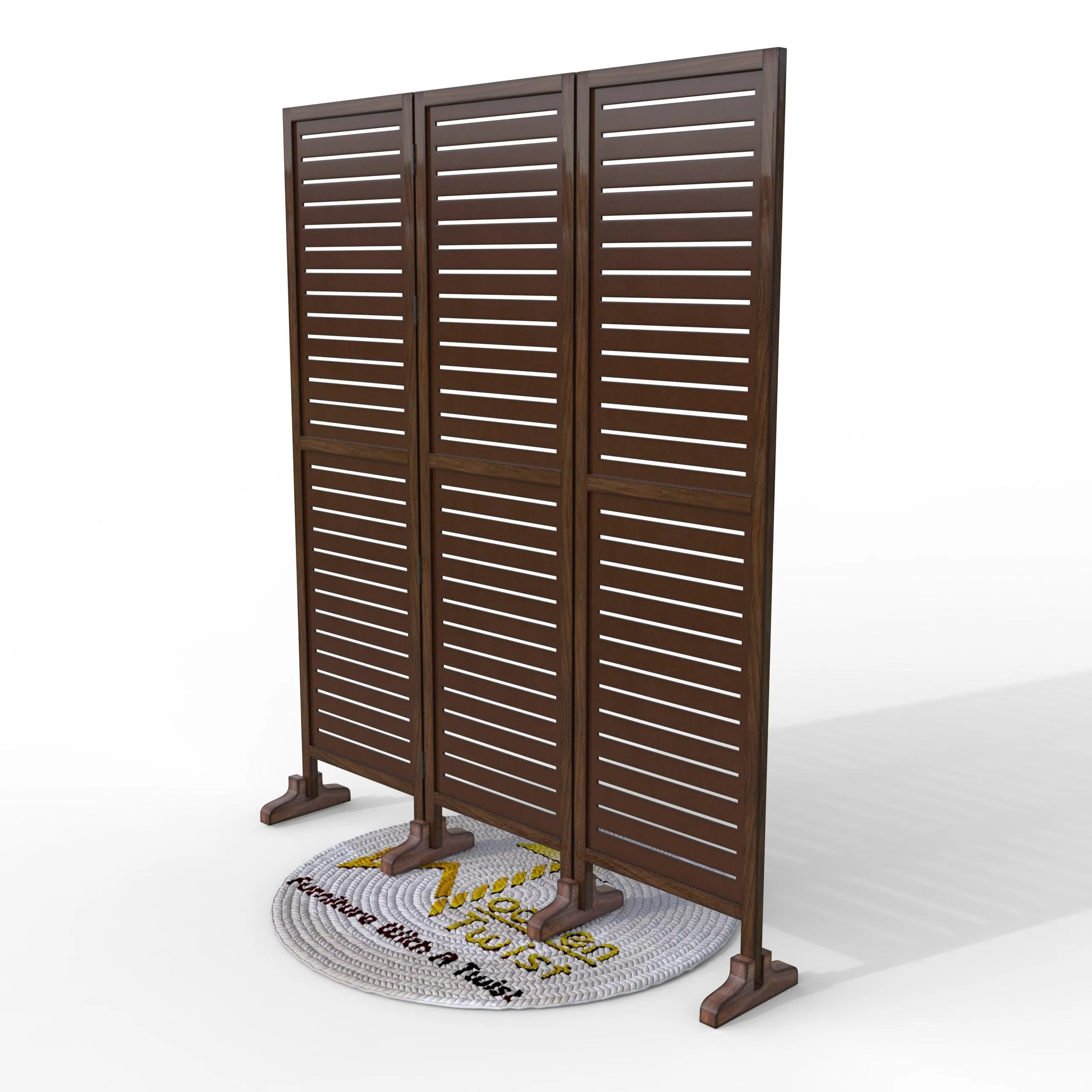 Wooden Twist Rectangular Shape Premium Solid Wood Room Divider ( Brown )