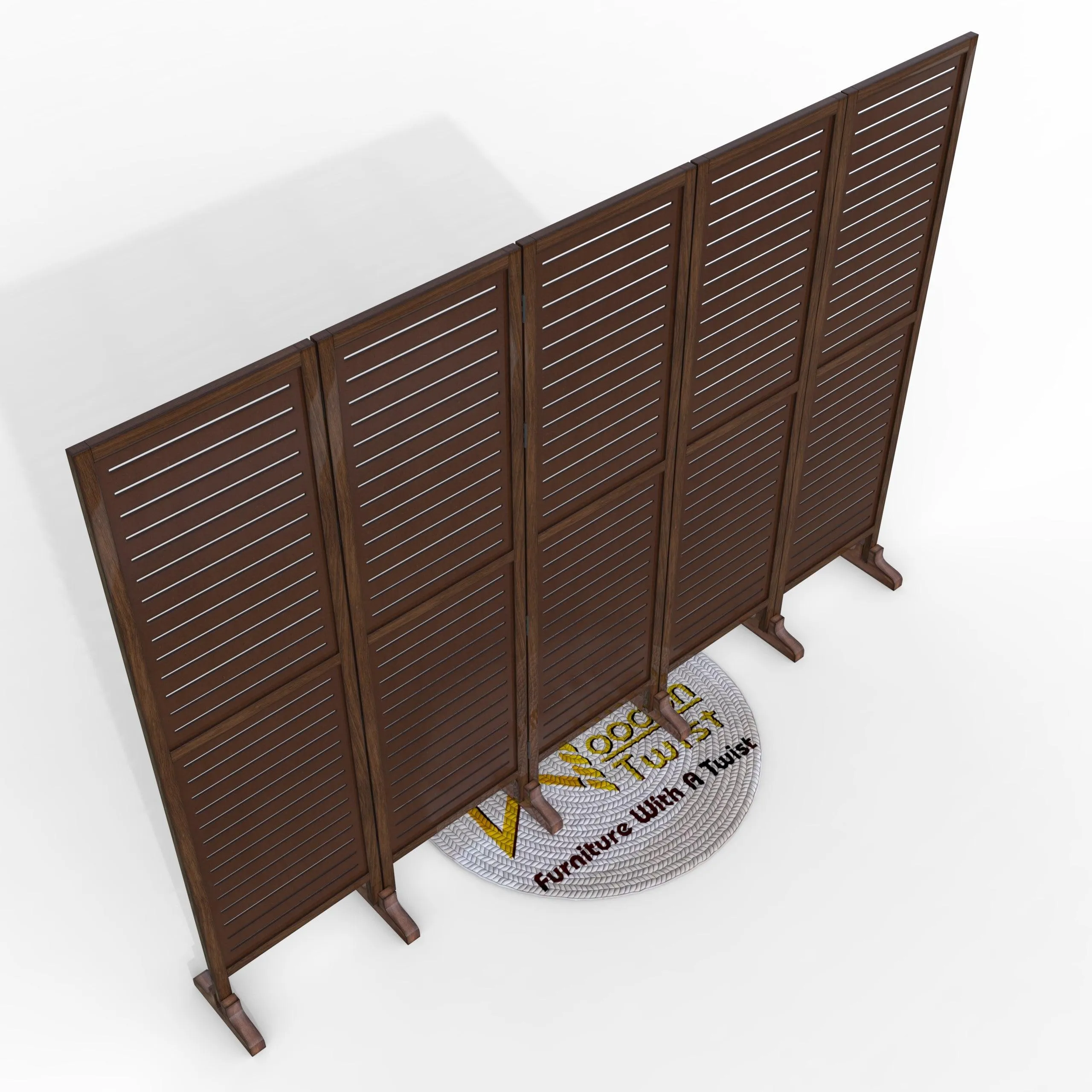 Wooden Twist Rectangular Shape Premium Solid Wood Room Divider ( Brown )