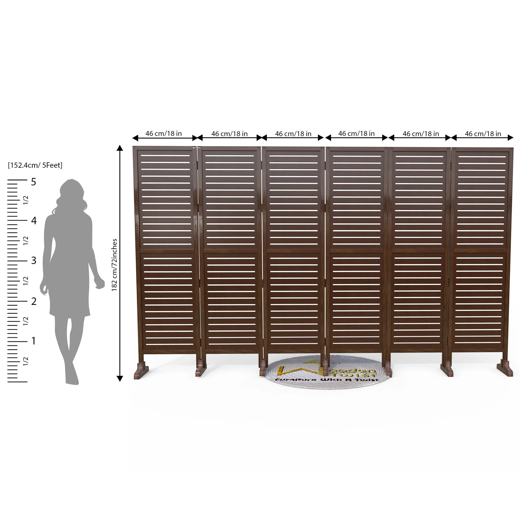 Wooden Twist Rectangular Shape Premium Solid Wood Room Divider ( Brown )