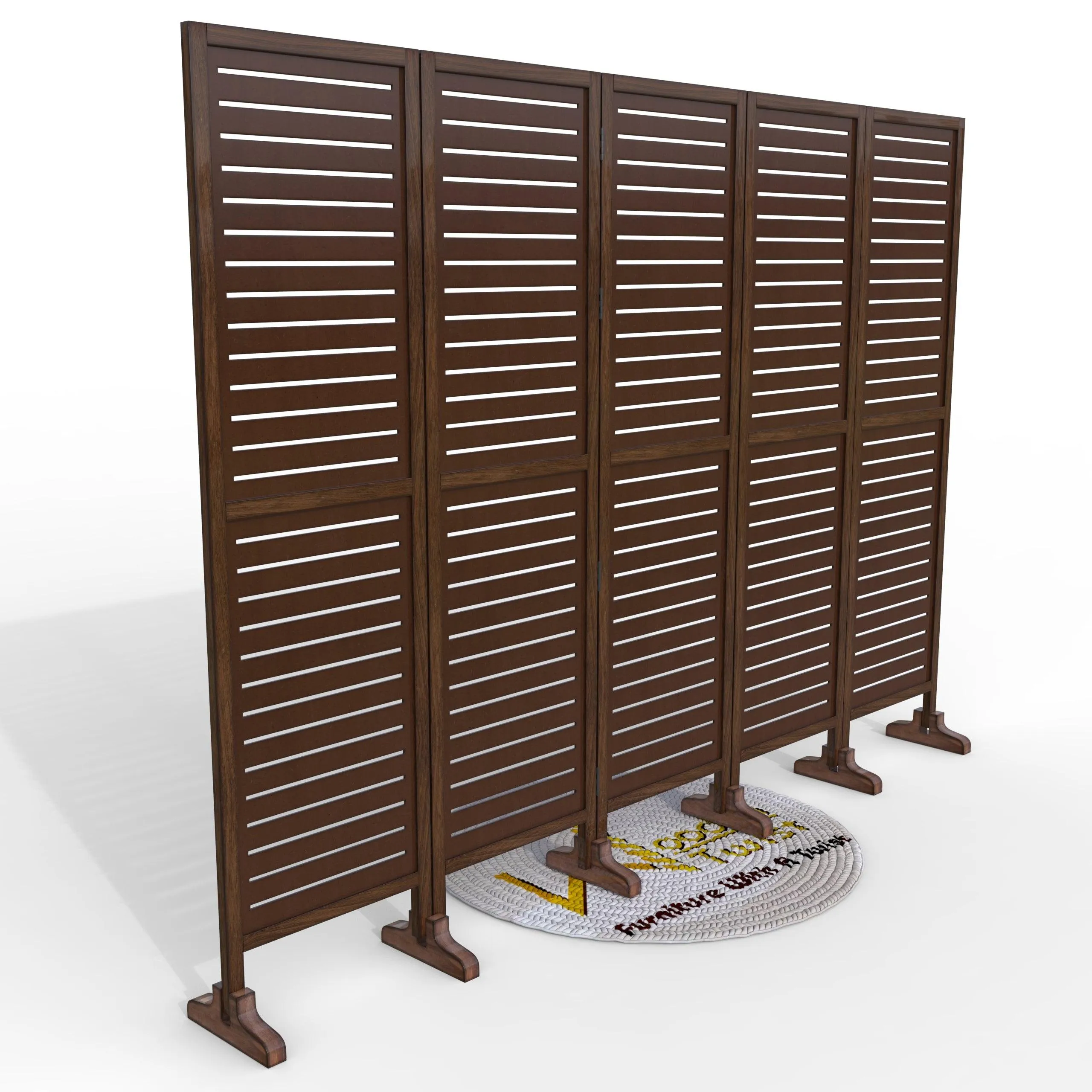 Wooden Twist Rectangular Shape Premium Solid Wood Room Divider ( Brown )