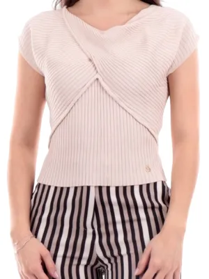 Yes Zee Maglia top incorciata avanti M219-IV00-0250 ecru